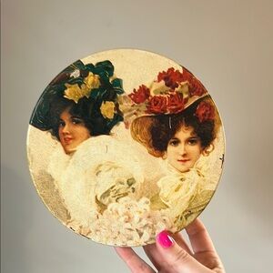Vintage Victorian Antique Metal Candy Tin Box 6.5” Coquette Victorian Era